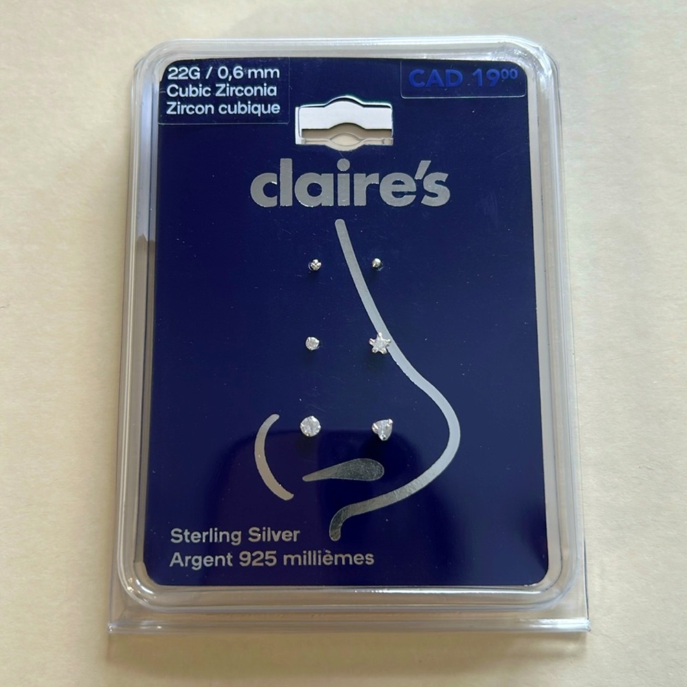 Set of 6 nose studs , piercing jewelry
